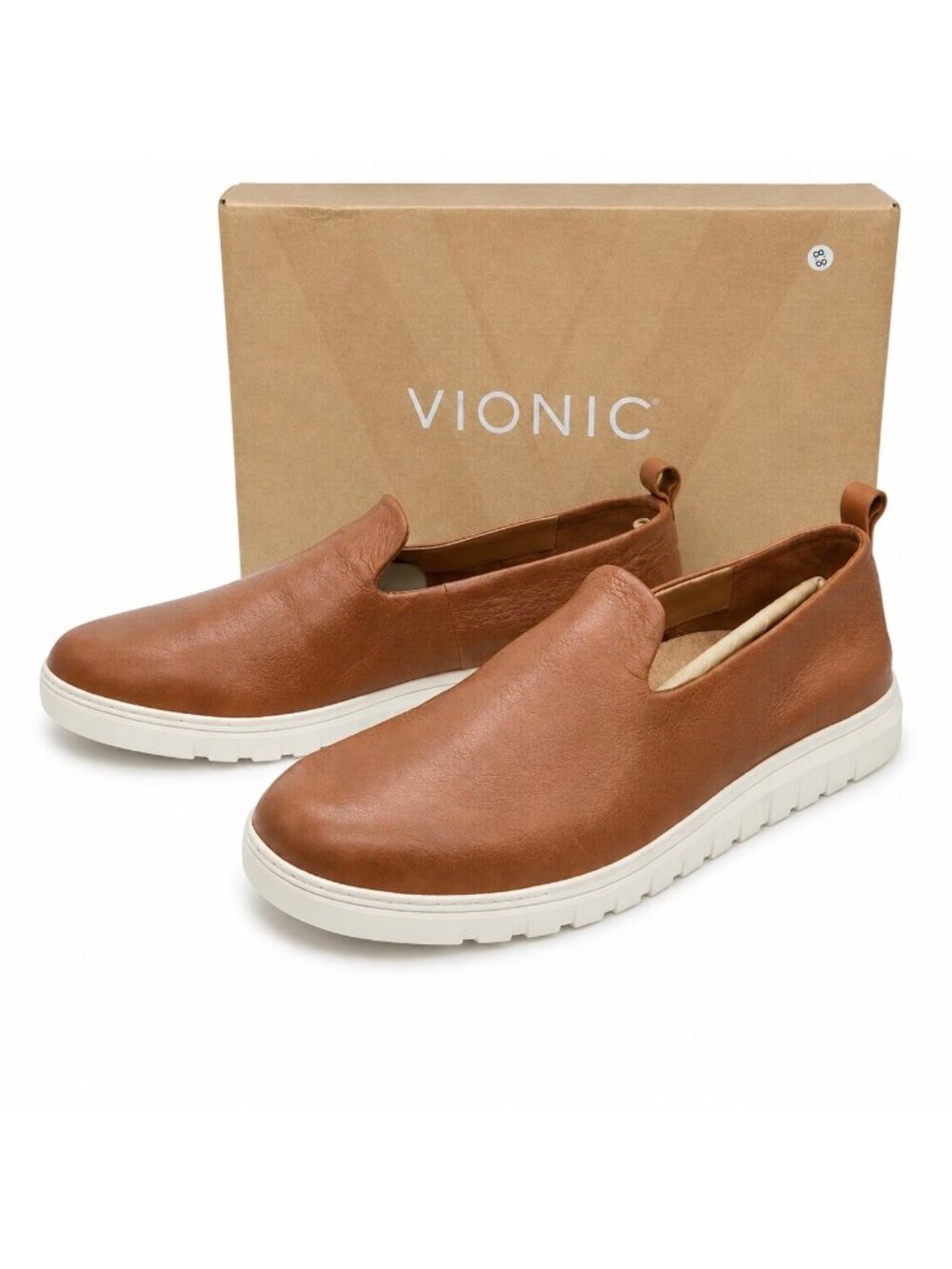 Vionic Uptown Willa Tan Leather Slip On Sneakers Women’s 8 Wide Arch Support - Picture 4 of 9